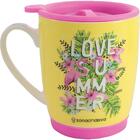 Caneca 350ml Zona Criativa Love Summer Com Tampa E Base Silic
