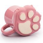 Caneca 3d Pata De Gato 400ml Cerâmica Patinha Rosa Gatinho