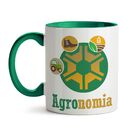 Caneca Agronomia Trator Botina Campo - Interior E Alça Verde