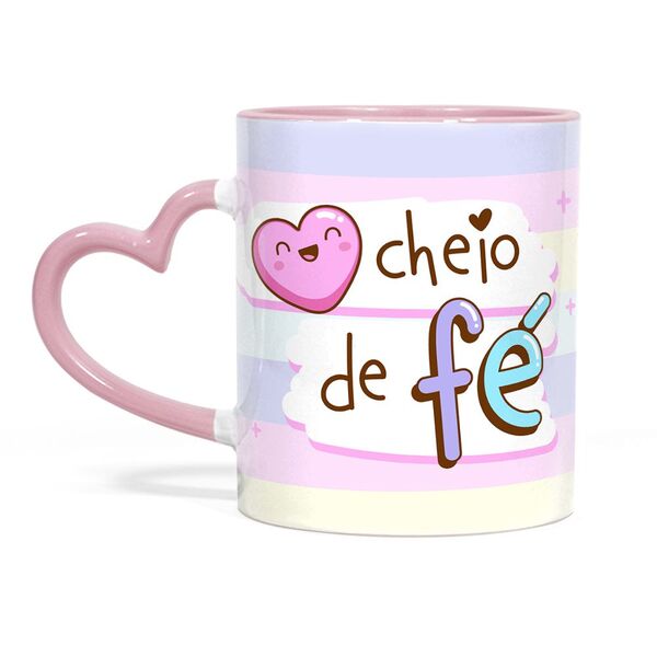 Caneca Alça De Coração - Coração Cheio De Fé