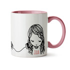 Caneca Amigas Telefone Sem Fio - Interior E Alça Rosa