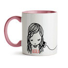 Caneca Amigas Telefone Sem Fio - Interior E Alça Rosa