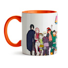 Caneca Anime Boruto Logo Personagens - Interior E Alça Laranja