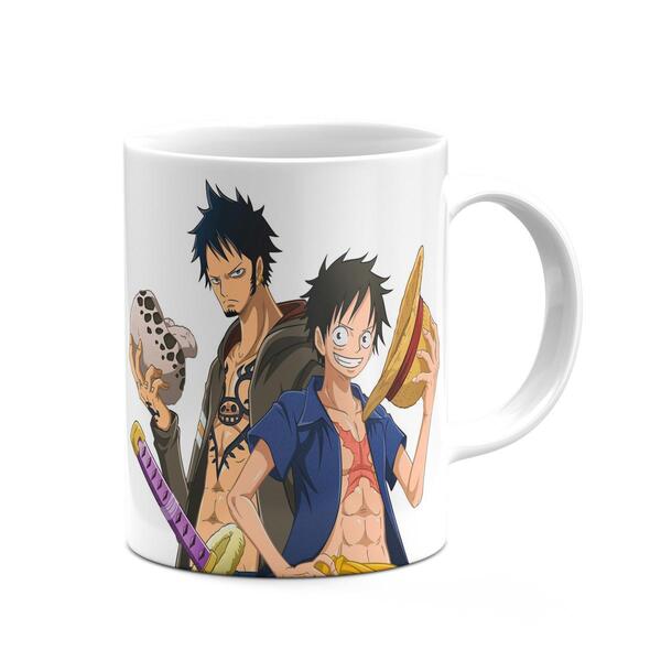 Caneca Anime One Piece Branca Cerâmina 325ml Envio Imediato