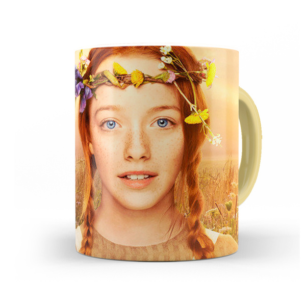 Caneca Anne With An E Borboletas - Interior E Alça Amarelo