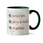 Caneca Aquarela Signo Leão - Interior E Alça Verde Escuro