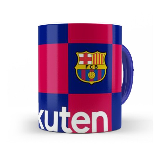 Caneca Barça Xadrez - Interior E Alça Azul Escuro
