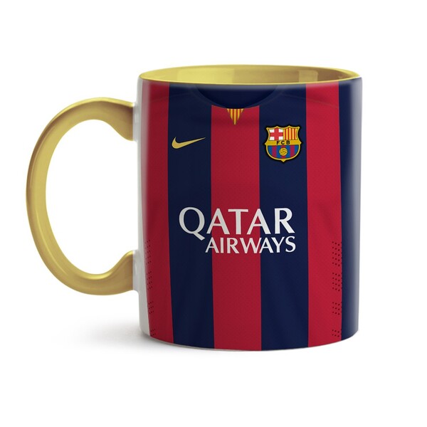 Caneca Barcelona Camisa 10 - Interior E Alça Amarelo