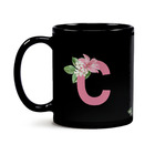 Caneca Black Letra Alfabeto Flowers Letra:c