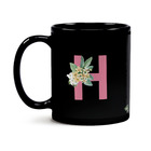 Caneca Black Letra Alfabeto Flowers Letra:h