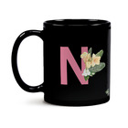 Caneca Black Letra Alfabeto Flowers Letra:n