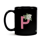 Caneca Black Letra Alfabeto Flowers Letra:p