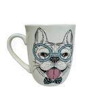 Caneca Branca De Cerâmica Mr Mrs Bulldog Frânces - Wellmix
