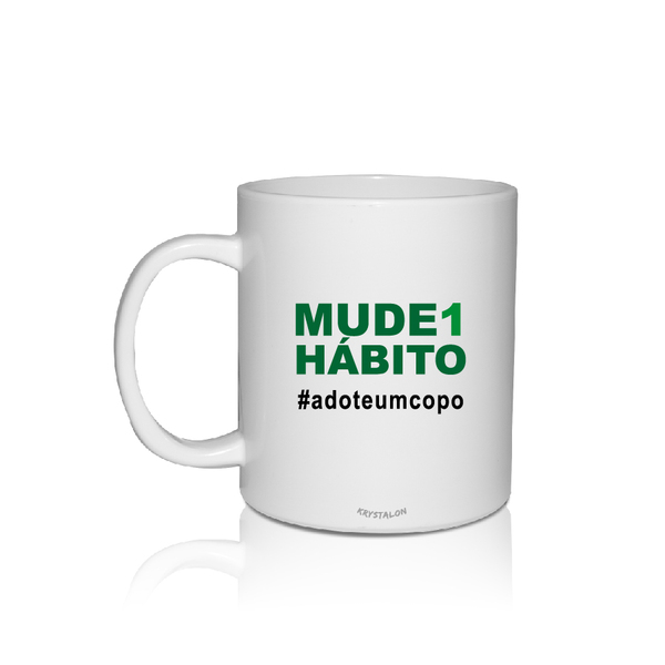Caneca Branca Personalizada Eco Mude Um Hábito
