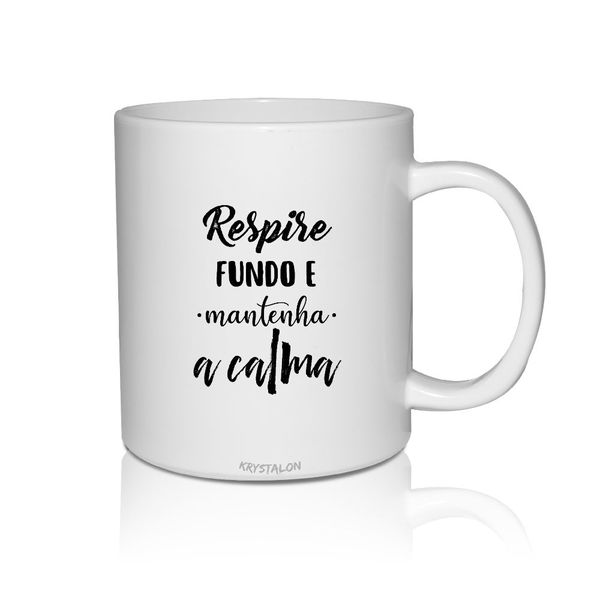 Caneca Branca Personalizada Para Home Office Manter A Calma Leroy Merlin