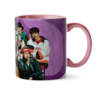 Caneca Bts Bangtan Boys Fundo Roxo Interior E Alça Rosa