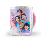 Caneca Bts Bangtan Boys Logo Colorido Interior E Alça Rosa