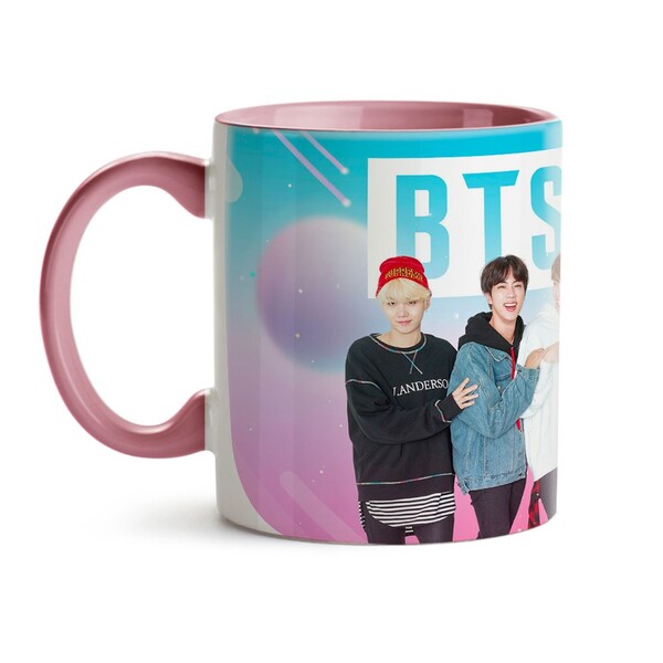 Caneca Bts Bangtan Boys World Interior E Alça Rosa