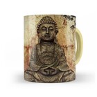 Caneca Buda - Pedra - Interior E Alça Amarelo