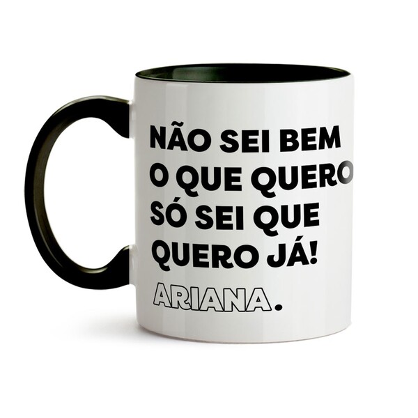 Caneca Características  Signo Áries - Interior E Alça Preta