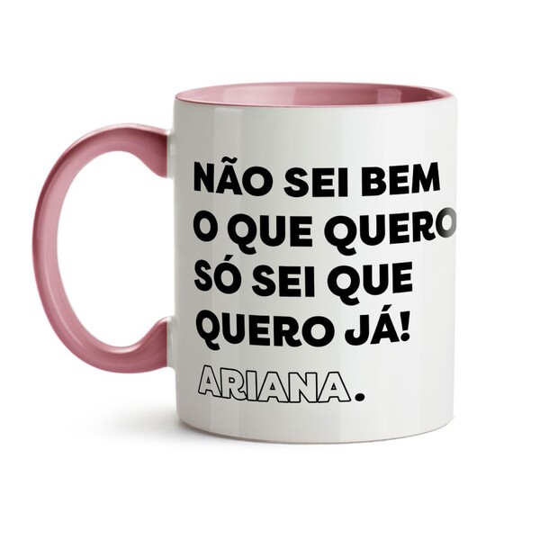 Caneca Características  Signo Áries - Interior E Alça Rosa