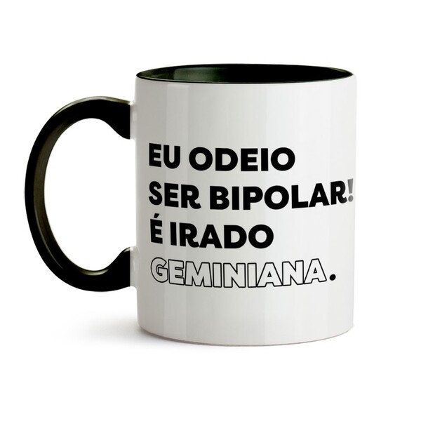 Caneca Características Signo Gêmeos - Interior E Alça Preta