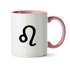Caneca Características Signo Leão - Interior E Alça Rosa