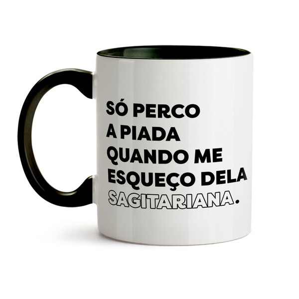 Caneca Características Signo Sagitário - Interior E Alça Preta