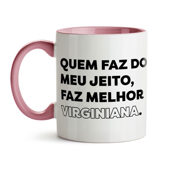 Caneca Características Signo Virgem - Interior E Alça Rosa