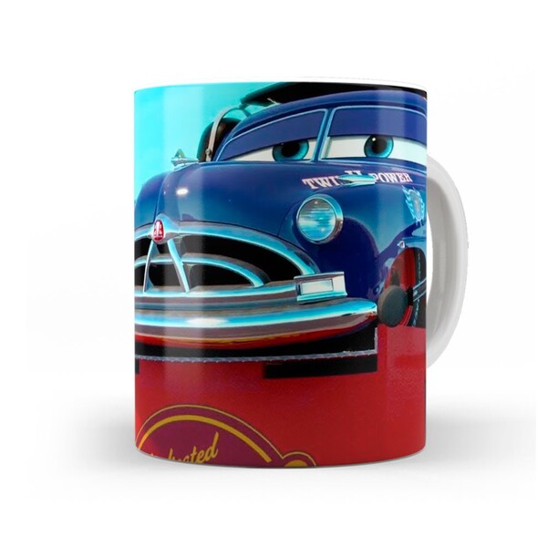 Caneca Carros Doc Hudson Radio - Interior E Alça Branca
