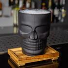Caneca Caveira Preto Fosco Vidro 500ml