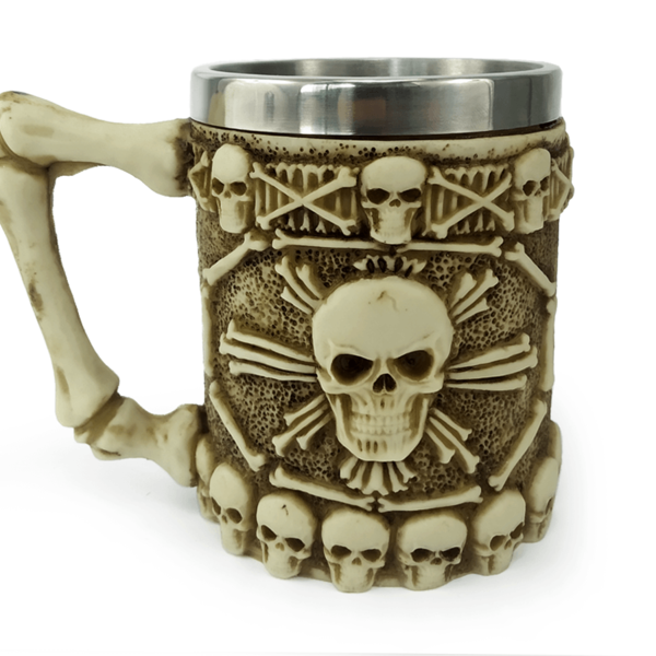 Caneca Caveira X Com Alça 400ml Copo Decorativo Em Metal E Re