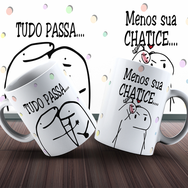 Caneca Cerâmina 325ml Flork Tudo Passa Meme Envio Imediato