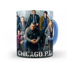 Caneca Chicago Fire Elenco Pd - Interior E Alça Azul Claro