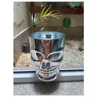 Caneca Chopp Cerveja Vidro Prateada Caveira Grande 500ml