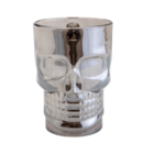 Caneca Chopp Cerveja Vidro Prateada Caveira Grande 500ml