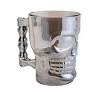 Caneca Chopp Cerveja Vidro Prateada Caveira Grande 500ml