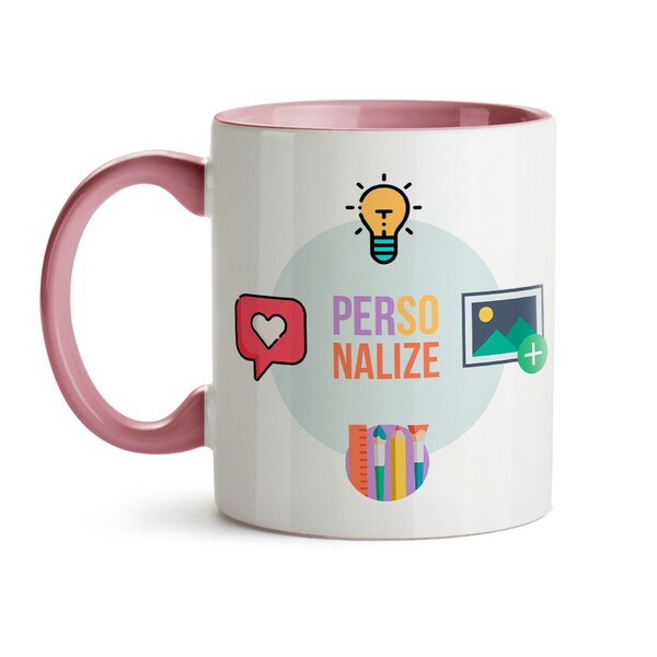 Caneca Color Personalize - Interior E Alça Rosa