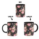 Caneca Colorida Floral Rosa Em Cerâmica 325ml