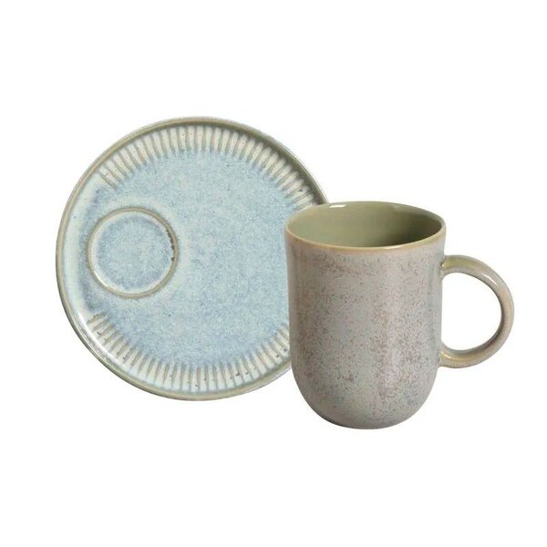 Caneca Com Pires Coup Green Granite 330 Ml Verde Porto Brasil