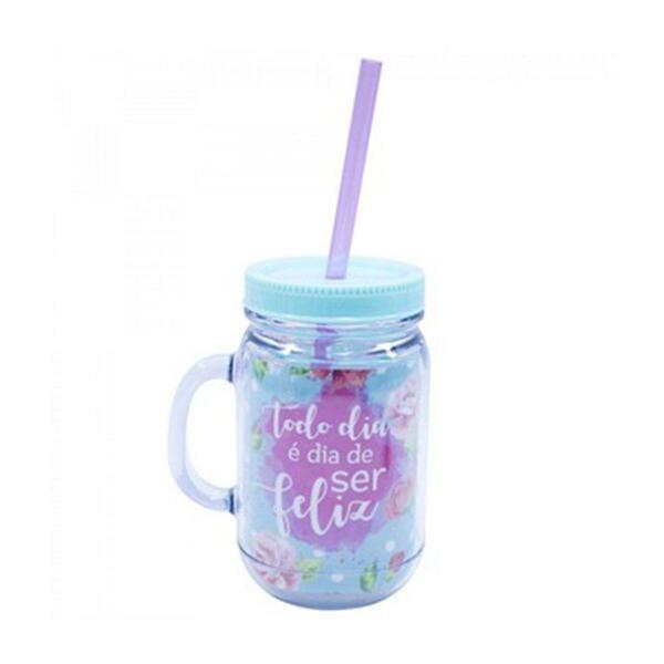 Caneca Com Tampa E Canudo Todo Dia É Dia De Ser Feliz
