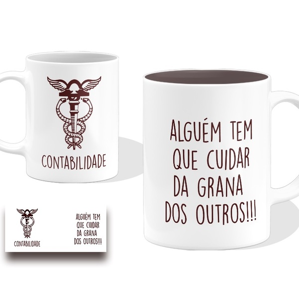 Caneca Contabilidade Xicara Presente Branca 325ml Cerâmina