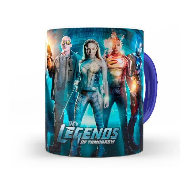 Caneca Dc's Legends Of Tomorrow Elenco - Interior E Alça Azul
