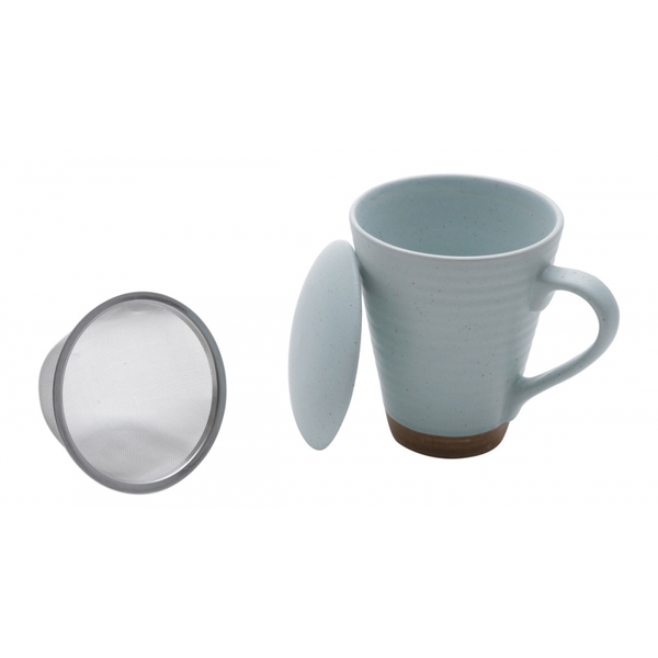 Caneca De Cerâmica Com Infusor Romance 10x8cm 300ml Verde