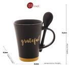 Caneca de Cerâmica Grateful C/Colher Preto Matt Amarelo 310ml