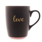 Caneca de Cerâmica Love Preto Matt Rosa 340ml Bon Gourmet