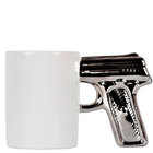 Caneca De Cerâmica Pistola Prateada 300 Ml