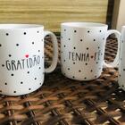 Caneca De Cerâmica Tenha Fé Branco Com Bolinhas 300ml