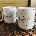 Caneca De Cerâmica Tenha Fé Branco Com Bolinhas 300ml