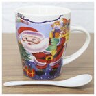 Caneca De Natal Natalina Com Colher Papai Noel Cerâmica 300ml